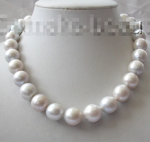 

FREE shipping>>>>>>stunning big 14mm round white reborn keshi freshwater pearls necklace b330