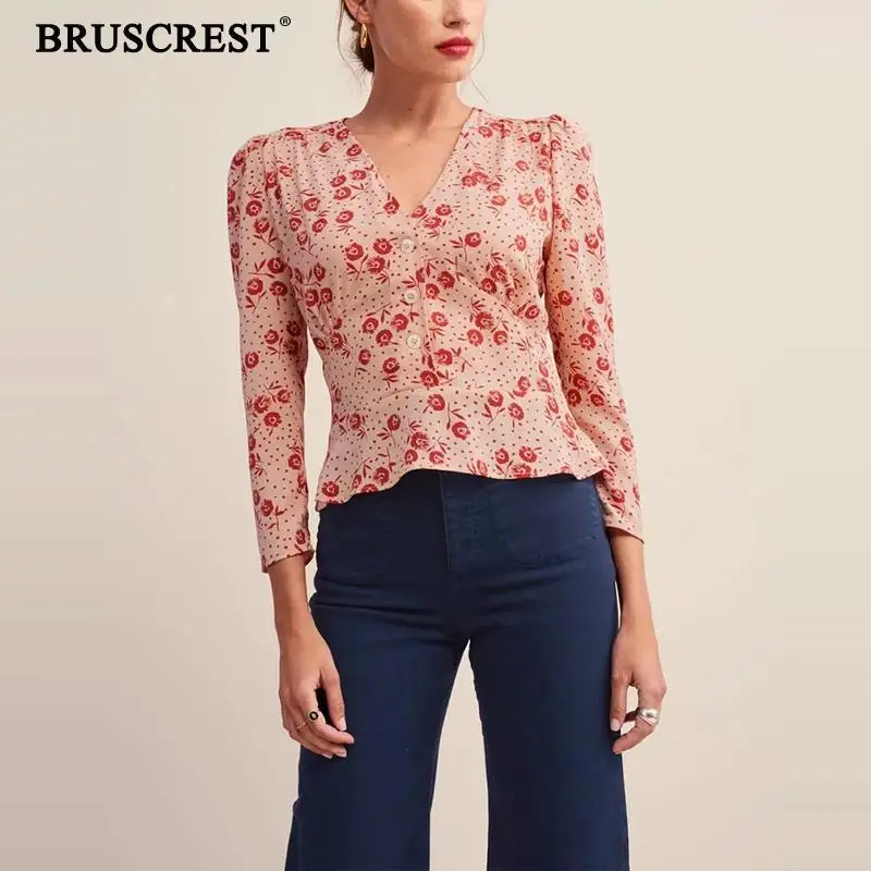 

Boho 2019 Summer elegant slim chiffon blouses Women vintage floral print long sleeve tops shirt korean clothes streetwear blusas
