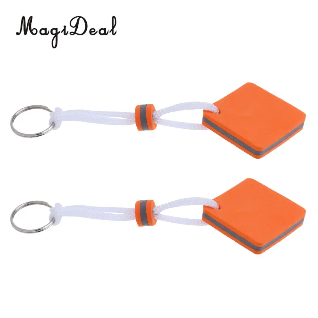 MagiDeal 10 Pieces Yachting Boating Floating Key Chain Key Ring- Square Shaped Orange