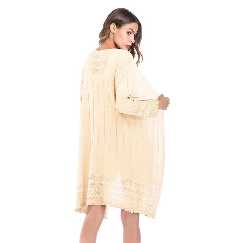 Yovamoo Autumn 2018 Sweater Knitted Solid Color Long Sleeve Streetwear Fashion Plaid Long Cardigan Womens Clothing Outerwear Yovamoo Autumn 2018 Sweater Knitted Solid Color Long Sleeve Streetwear Fashion Plaid Long Cardigan Womens Clothing Outerwear