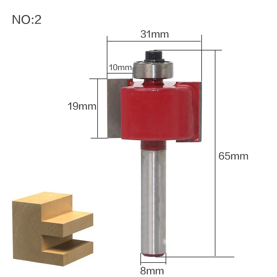 1 шт. 8 мм хвостовик древесины фрезы прямой концевой фрезы триммер очистки заподлицо отделка угловая круглая бухта коробка биты инструменты фрезерные Cutte - Длина режущей кромки: NO2