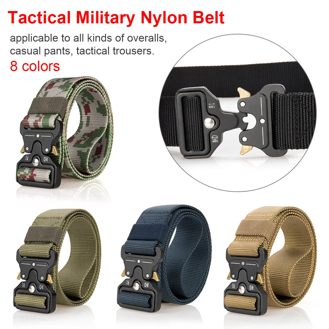 

Nylon belt practical strong casual men buckle training outdoor climbing practical camouflage multi - color belt