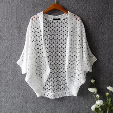 Women Lace Shrug Cute Casual V-Neck Batwing Sleeve Crocheted Hollow Out Lace Open Cardigan