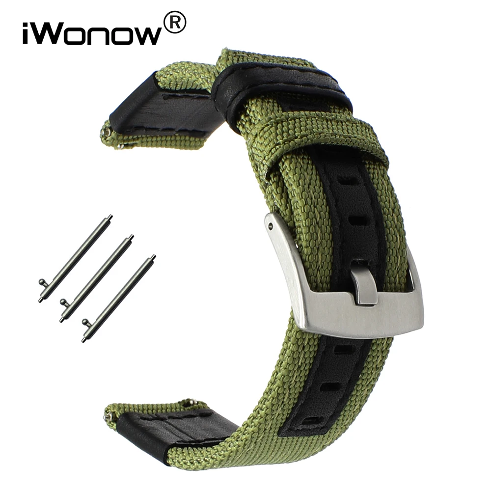 

Premium Nylon + Genuine Leather Watchband for Samsung Gear S3 Classic Frontier Quick Release Watch Band Steel Buckle Wrist Strap