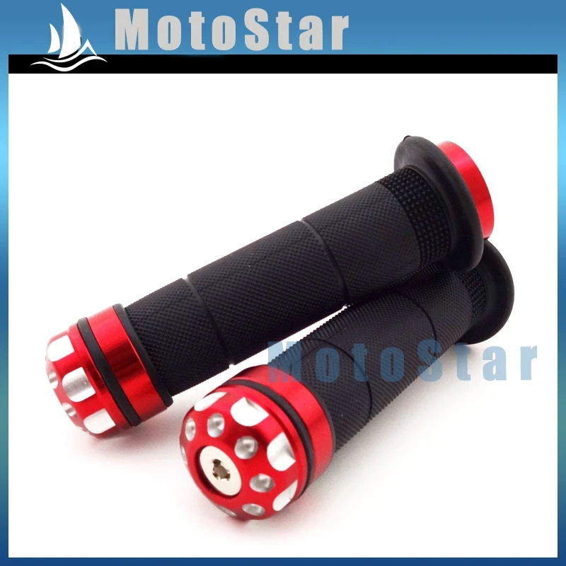 Red Aluminum Rubber 7/8'' 22mm Handlebar Left Right Handle Grips For