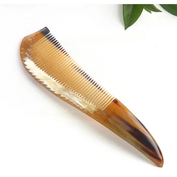 

2019 New High Quality Amber Color 10cm Ox Horn Hair Comb No Static Health Care Combs