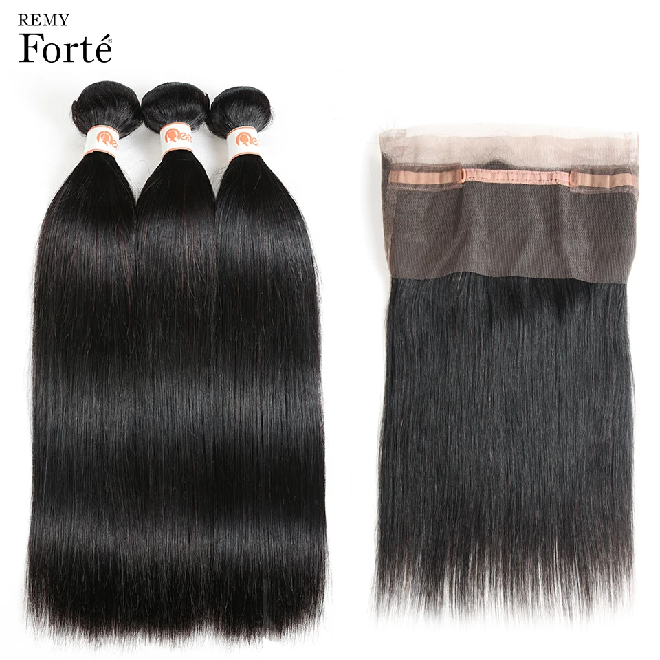 Прямые пряди Remy Forte, с фронтальной застежкой, малазийские человеческие волосы, пряди с 360, прямые 2/3 пряди с фронтальной