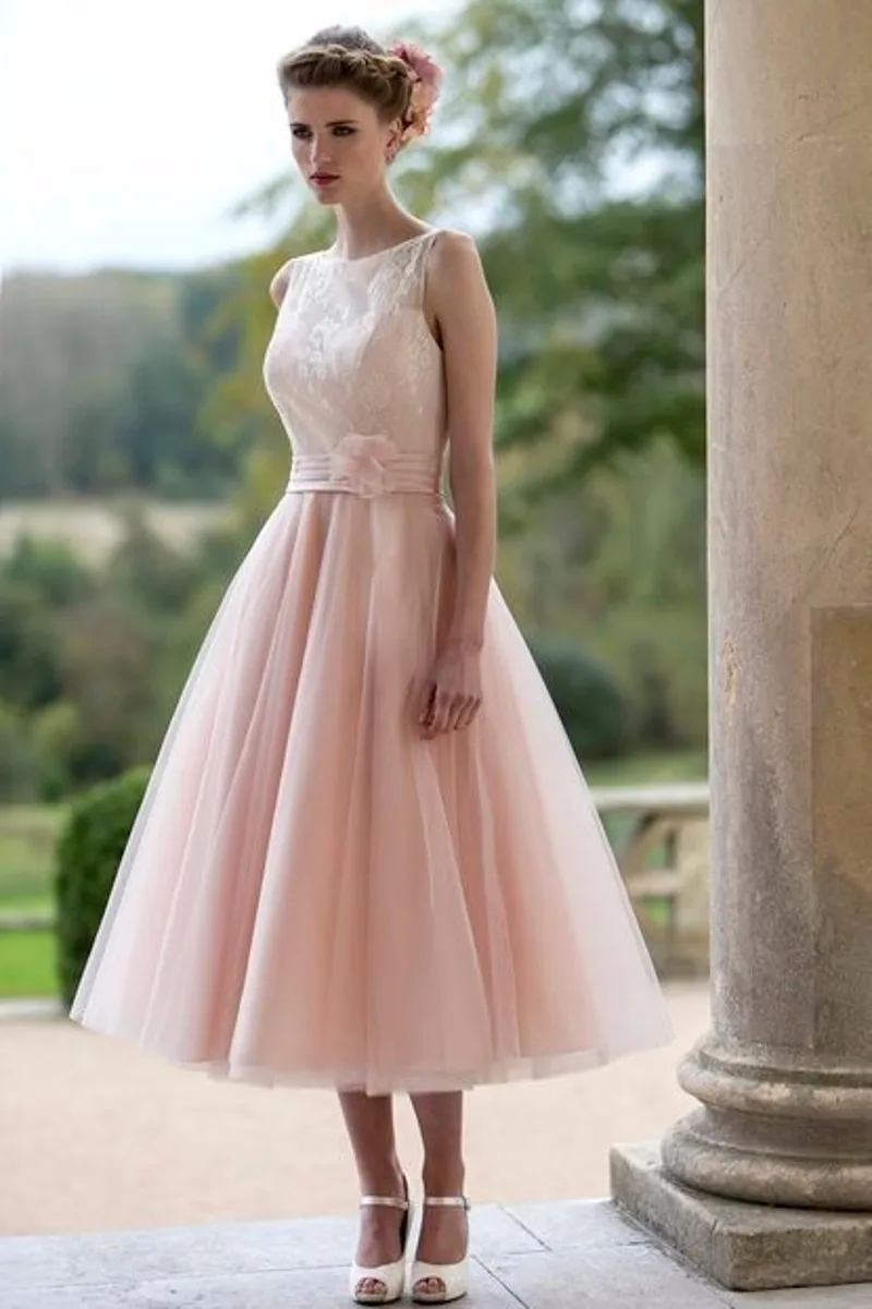 Simple Tea Length Tank A Line Evening Dress Tulle With