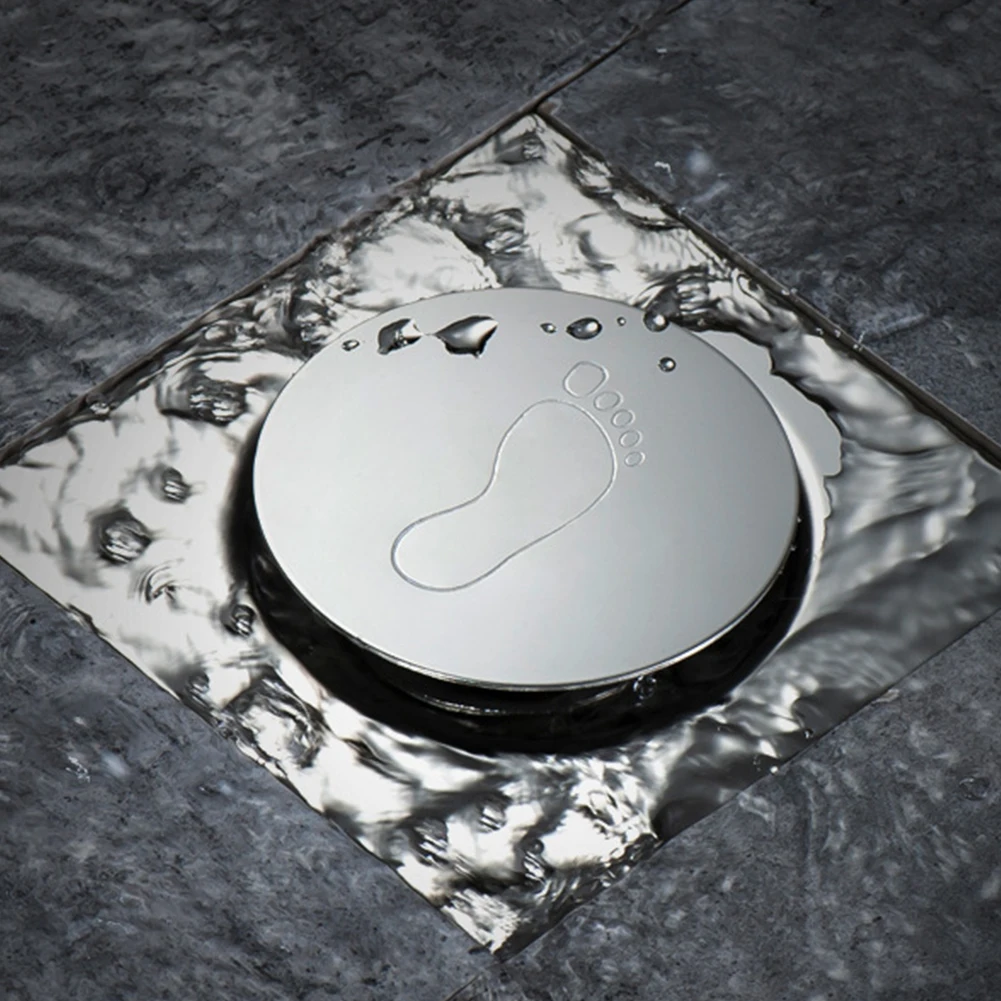

Waste Durable Cover Bathroom Square Easy Clean Pedal Type Shower Bouncing Floor Drain Silver Stainless Steel Deodorant Hotel