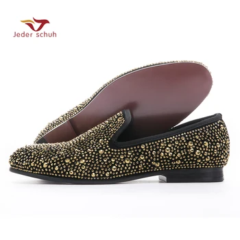 

wedding and party men's shoes super star with rhinestones Upper material Carrefour flats slippers smoking free shipping