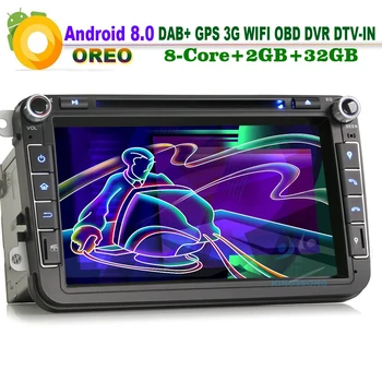 

8-Core Android 8.0 Car Stereo GPS Bluetooth CD player for VW Passat CC Jetta EOS Car Multimedia Player 2GB RAM 3G OBD DVR DTV-IN