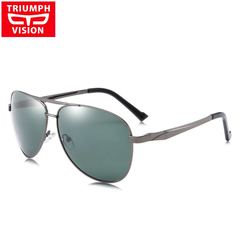 Мужские солнцезащитные очки TRIUMPH VISION, Классический фирменный дизайн, Lunette Polaroid, солнцезащитные очки для мужчин, высокое качество, металлические очки - Цвет линз: 002