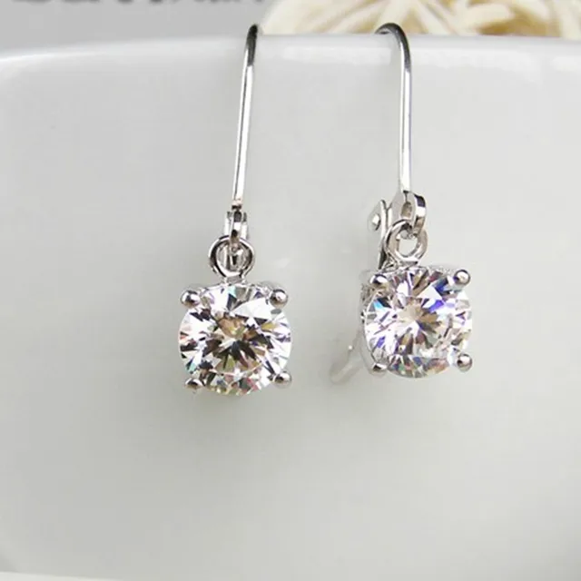 Whole 2ct Simulate Diamond Earrings Dangle Round Sterling Silver Whole 2ct Simulate Diamond Earrings Dangle Round Sterling Silver Earring Wedding Women Jewelry Hooked