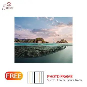 

Diamond Painting Crocodile Island Cross Stitch Diamond Embroidery Wall Painting Animal for Bedroom Decor