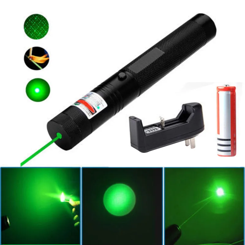 

10Miles 532nm 303 Green Laser Pointer Pen Visible Beam Light with Battery+Charger Kit