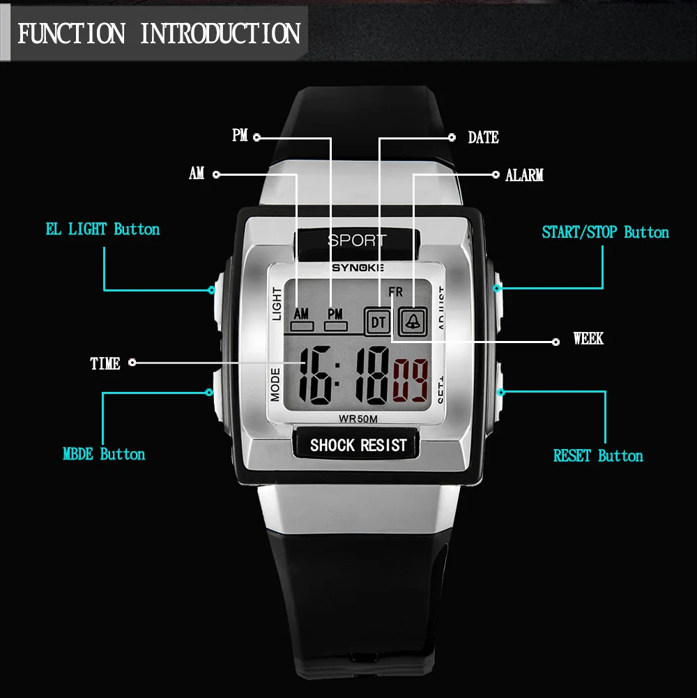 SYNOKE детские наручные часы водостойкий силиконовые цифровые часы дети мода светодиодные спортивные часы студентов часы час часы подарок