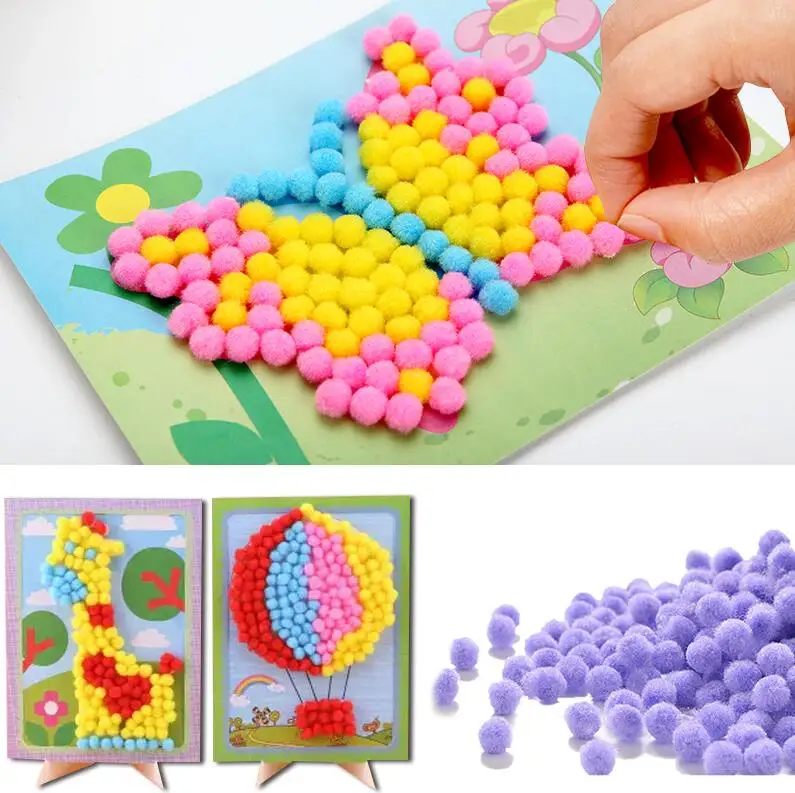 1 Pcs Baby Kids Creative DIY Plush Ball Painting Stickers Children Educational Handmade Material Cartoon Puzzles Crafts Toy 1 Pcs Baby Kids Creative DIY Plush Ball Painting Stickers Children Educational Handmade Material Cartoon Puzzles Crafts Toy