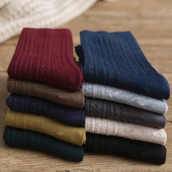

JGLCMS 10pairs Factory Price Fashion Women Autumn Winter Warm Wool Blend Thicken Warm Basic Solid Colors Mid-calf Basic Socks