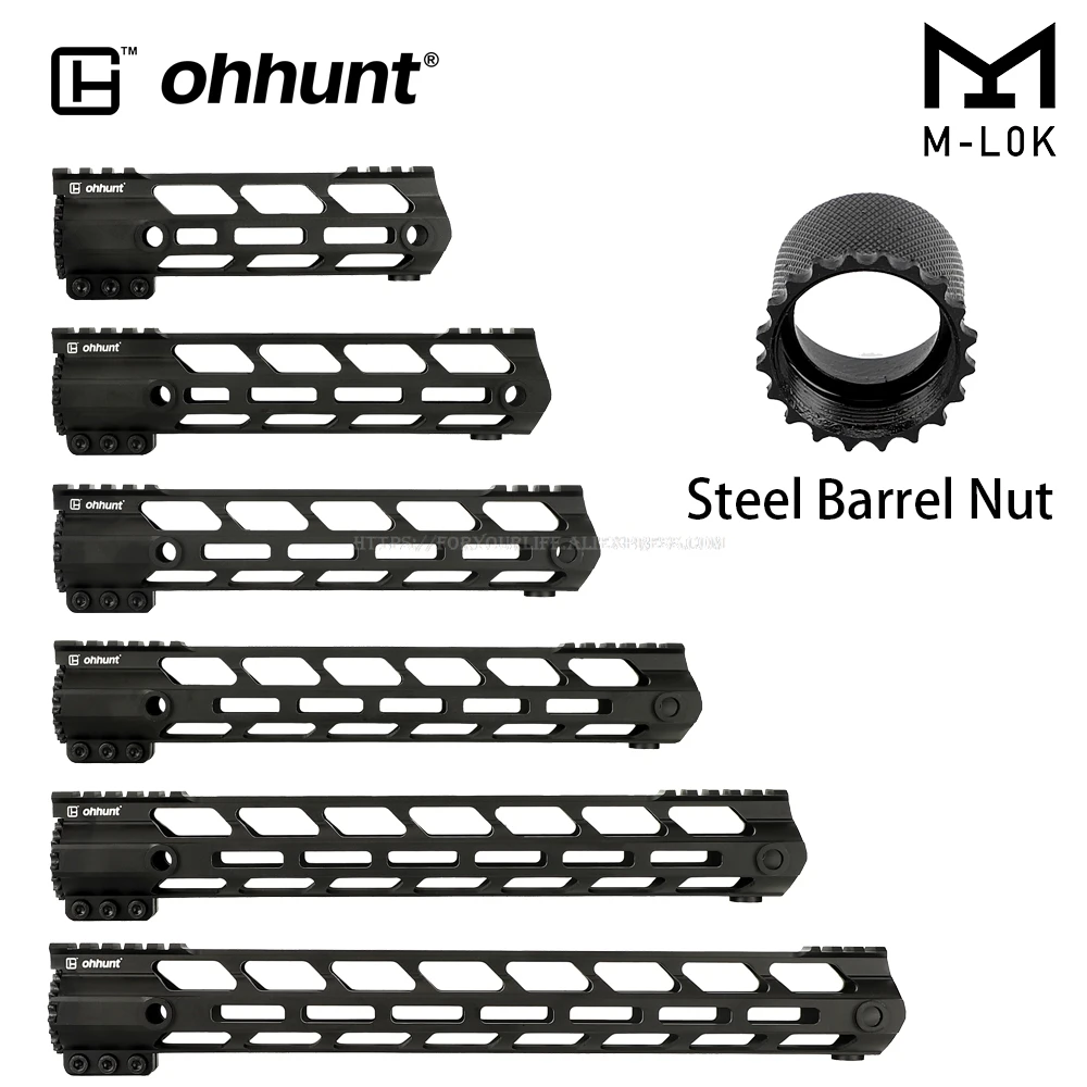 Ohhunt 7 "9" 10 "12" 13,5 "15" 17 "AR15 свободном M-LOK ствольная накладка Пикатинни Rail ультра легкий тонкий Стиль стальная муфта ствола