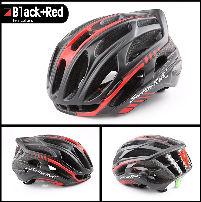 Cycling Helmet Integrally-molded Bicycle Helmet Road Mountain MTB Bike Ultra light Helmet With LED Lights Glasses Bike Equipment (4)