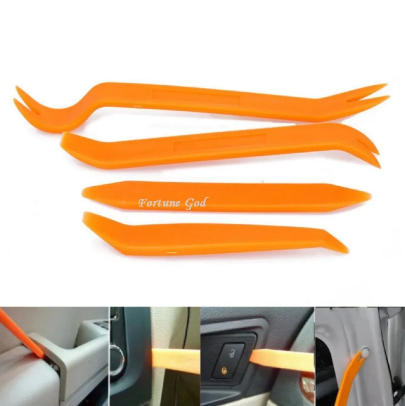 4Pcs Car Door Trim Panel Clip Dash Radio Removal Pry Tools Kit Plastic Universal