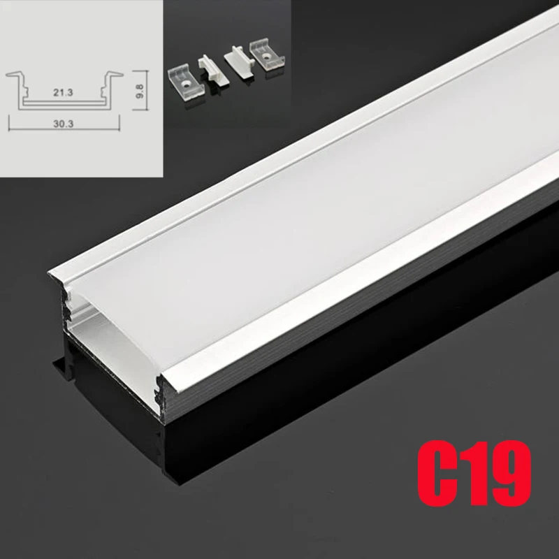 C19 5 комплектов 50 см u-образная выемка светодиодный алюминиевый канал система с диффузной крышкой концевые крышки алюминиевый профиль для Светодиодный Освещение
