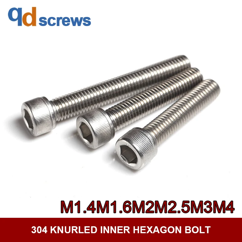 

304 M1.4M1.6M2M2.5M3M4 Hexagonsocketcapscrews knurled inner hexagon stainless steel bolt DIN912 GB70.1