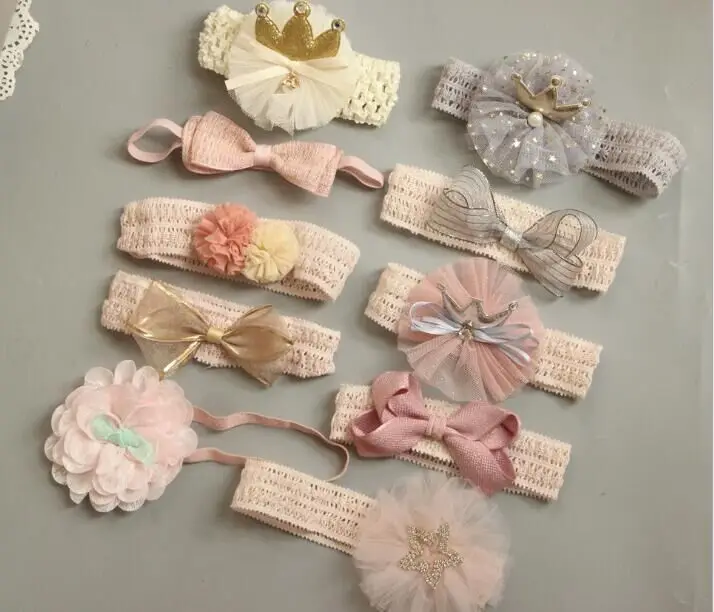 

MengNa Infant Princess Baby Glitter Crown Headband Girls Ribbon Hair Bow Headbands Children Kids Hair Accessories 24pcs/lot