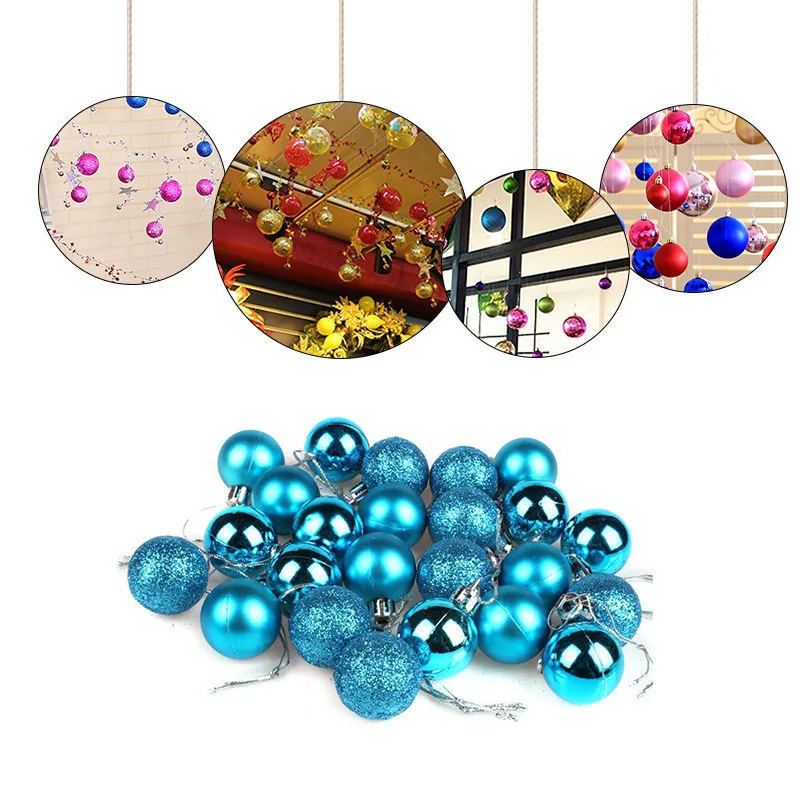 24Pcs/Lot Christmas Tree Ball Baubles Xmas Party Wedding Hanging Ornament Christmas Decoration Supplies 10 Colors