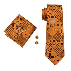 LS-1517 Барри. ван классический Для мужчин галстук 100% шелк оранжевый новинка галстук Ханки Запонки Набор для Для мужчин; Свадебная вечеринка