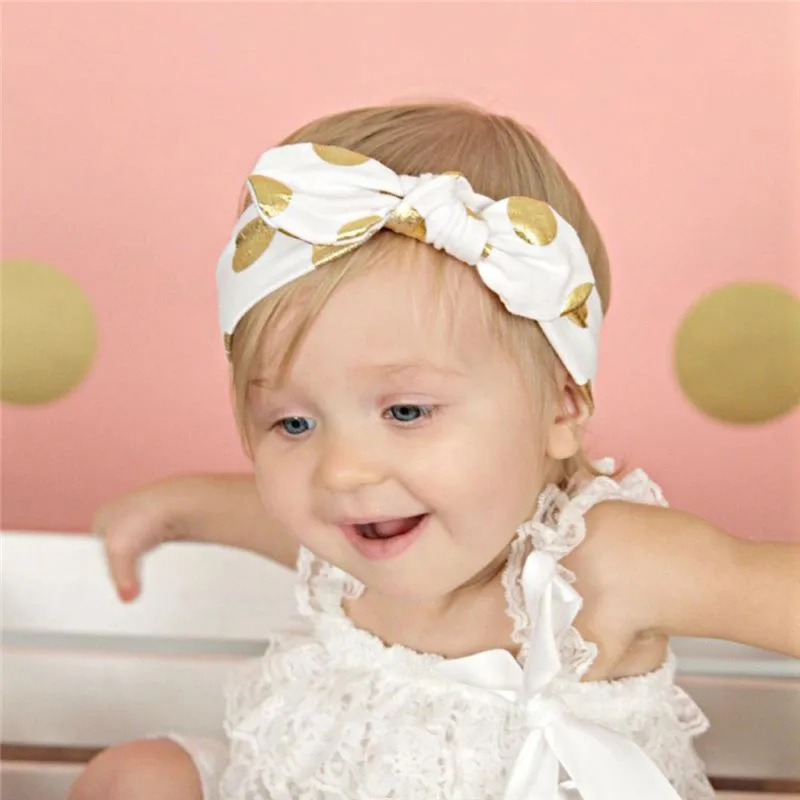 Baby Headband Kids Toddler Rabbit Ears Headbands Bow Turban Hair Elastic Hair Accessories Dot