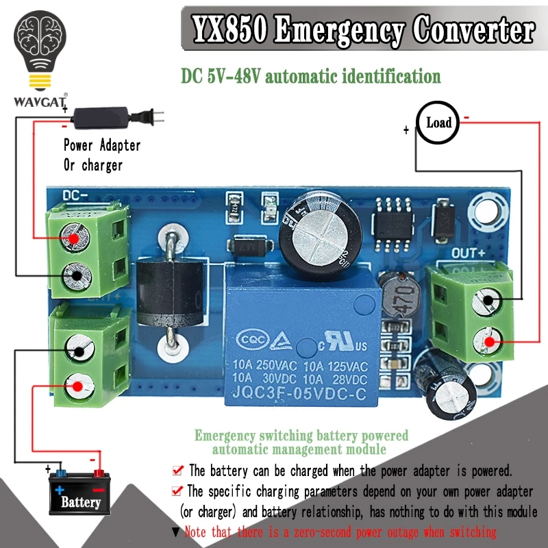 YX850 Power failure automatic switching standby battery lithium battery module 5V48V universal