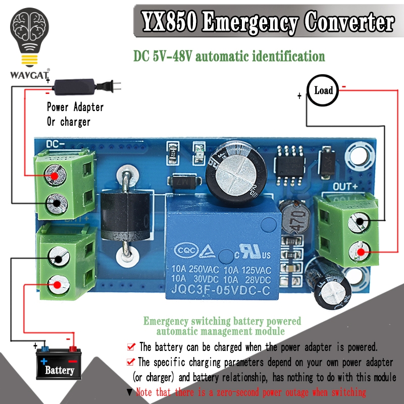 YX850 Power failure automatic switching standby battery lithium battery module 5V-48V universal emergency converter JY-850