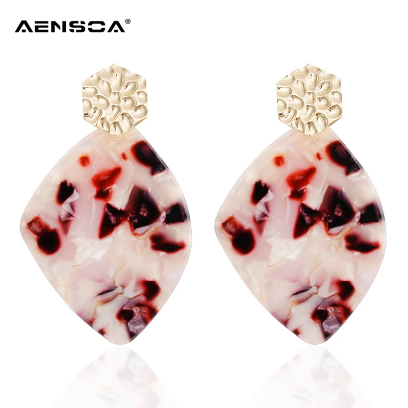 

AENSOA Irregular Tortoiseshell Earrings For Women Personality Acrylic Geometric Drop Earring Pendientes New Fashion Jewelry 2018
