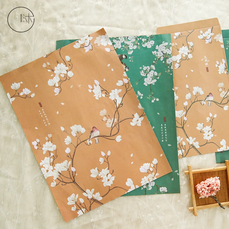 

9Pcs/Set 3 Envelopes + 6 Letter Cute Flower and Bird Series Envelope Writing Paper Gift Stationery