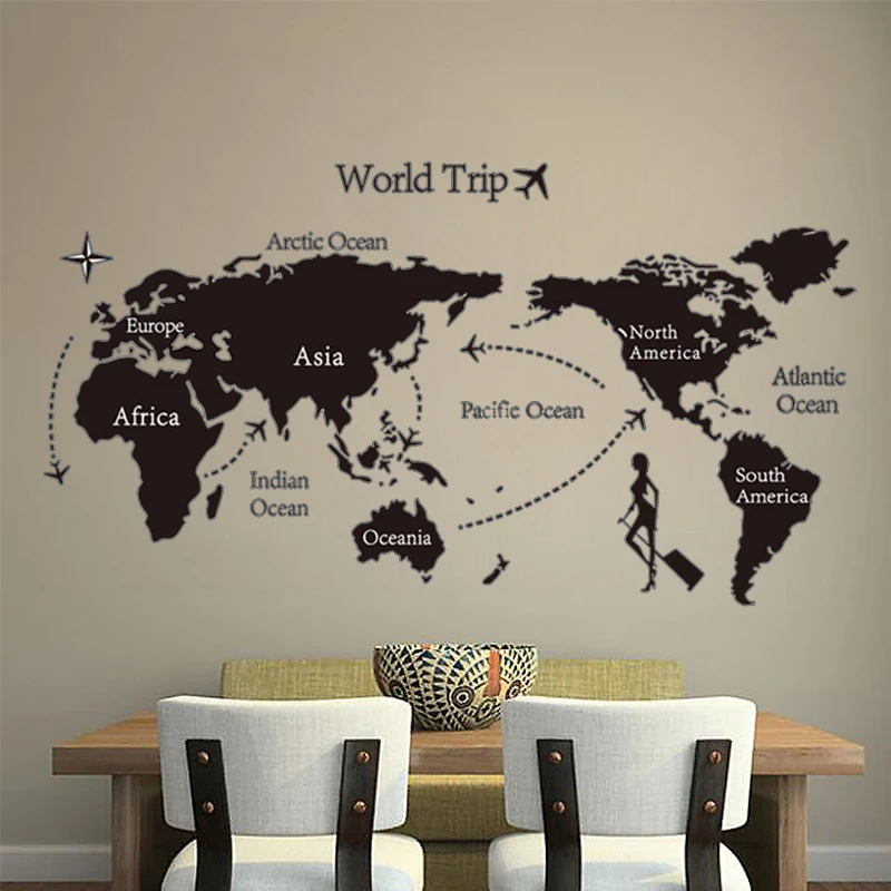 

World Trip Map PVC Wall Sticker For kids rooms Decal Art Mural Home Decor Wall Stickers bedroom home office School decoration