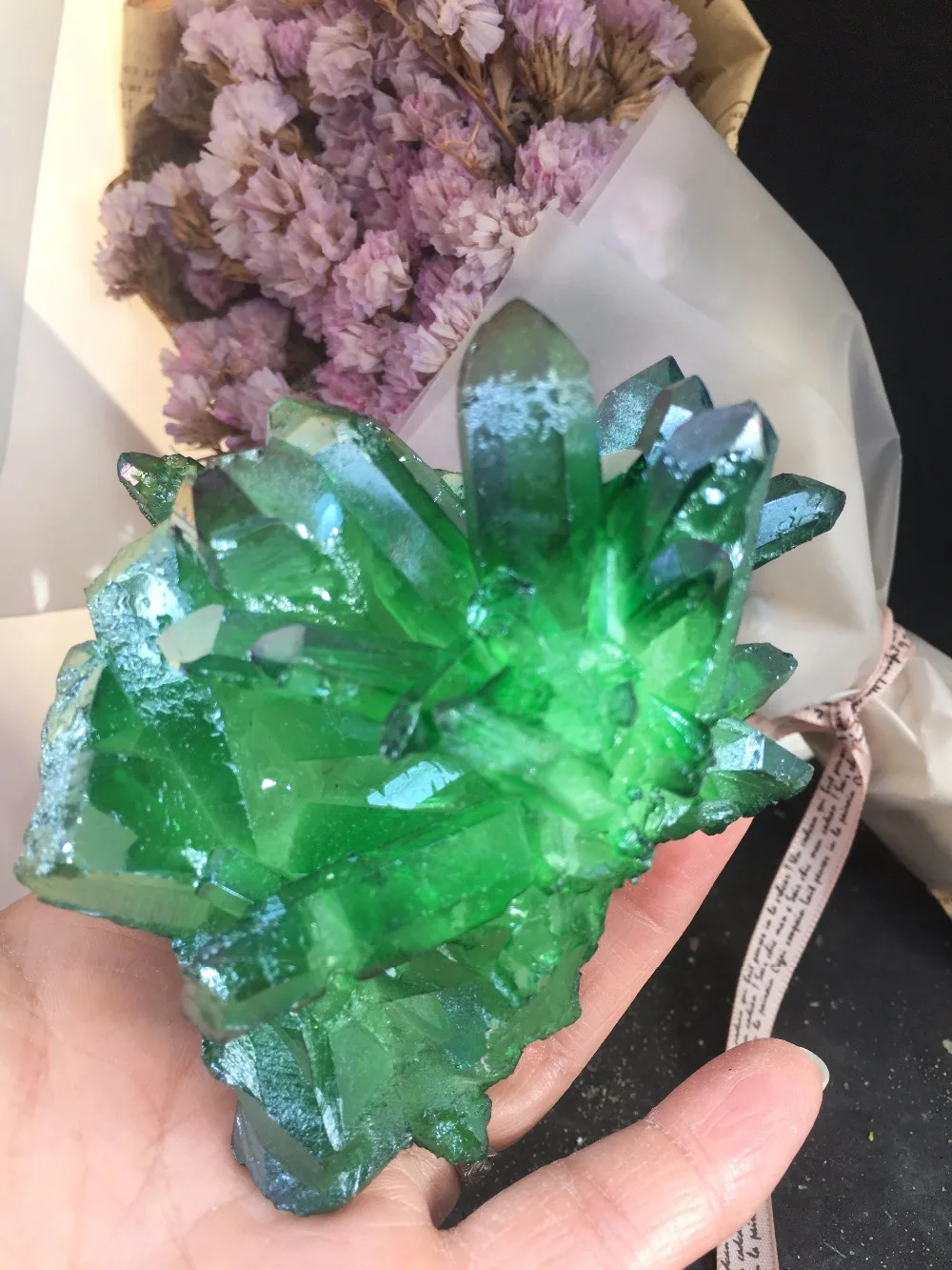 

PRETTY Aura Quartz Crystal Bismuth Titanium Silicon Clusters SPECIMEN