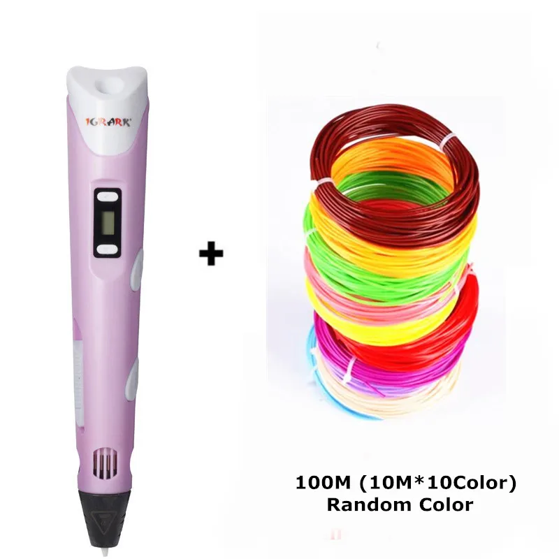 3d Ручка с 1,75 мм PLA нитью lapiz ручка 3d печать Ручка для детей подарок на день рождения ручка для рисования пластиковая лучший подарок для детей - Цвет: Pink add 100M ABS