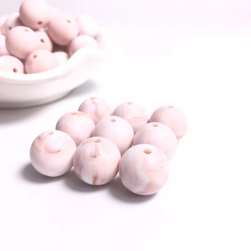

12MM Silicone Beads Teether Marble Color 100PC Round Silicone Beads 12mm BPA Free Set Silicone Teething Beads Teether