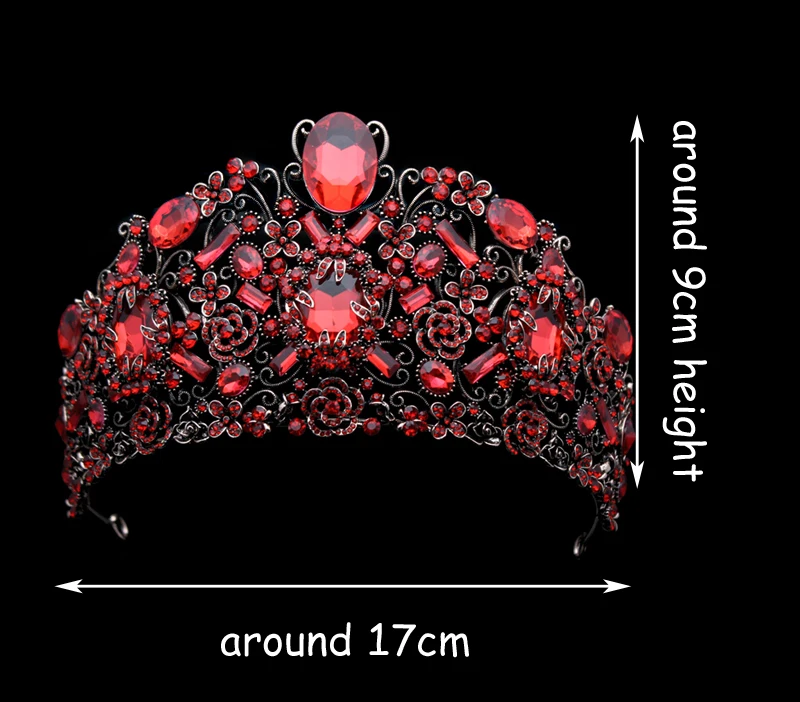 Европейские роскошные свадебные аксессуары для волос винтажные большие королевские диадемы красные стразы Корона в стиле барокко хрустальные свадебные диадемы для невесты