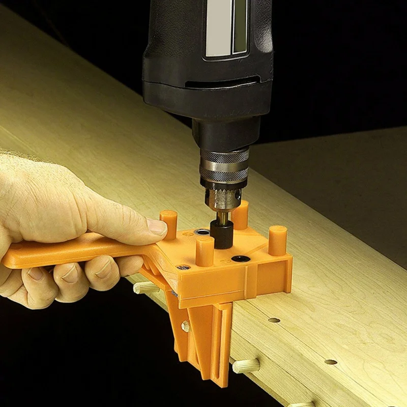 

Wood Board Connection Drilling Locator Woodworking Dowel Jig fit t track Woodworking Tool Handheld Drill Guide with Metal Sleeve
