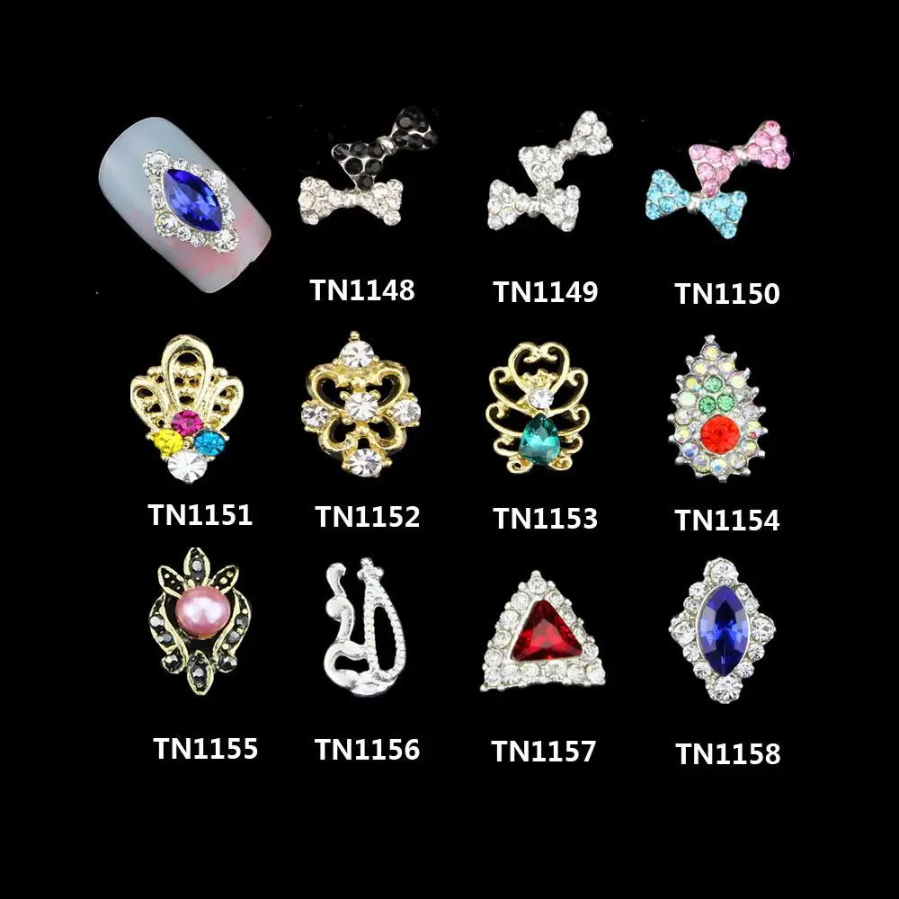 

Blueness 10pc/pack Glitter 3D Alloy Nail Art Decorations Charms Metal Arrive Nail Jewelry Nails Rhinestone