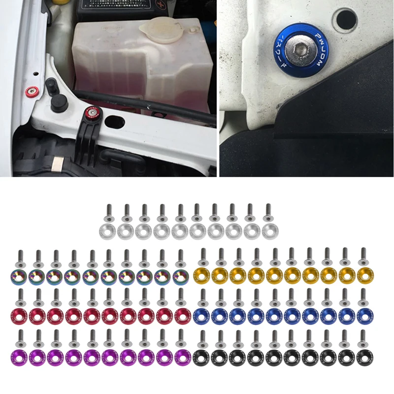 10Pcs Style Fender Washers Aluminum Screws 6mm For Honda Civic Integra
