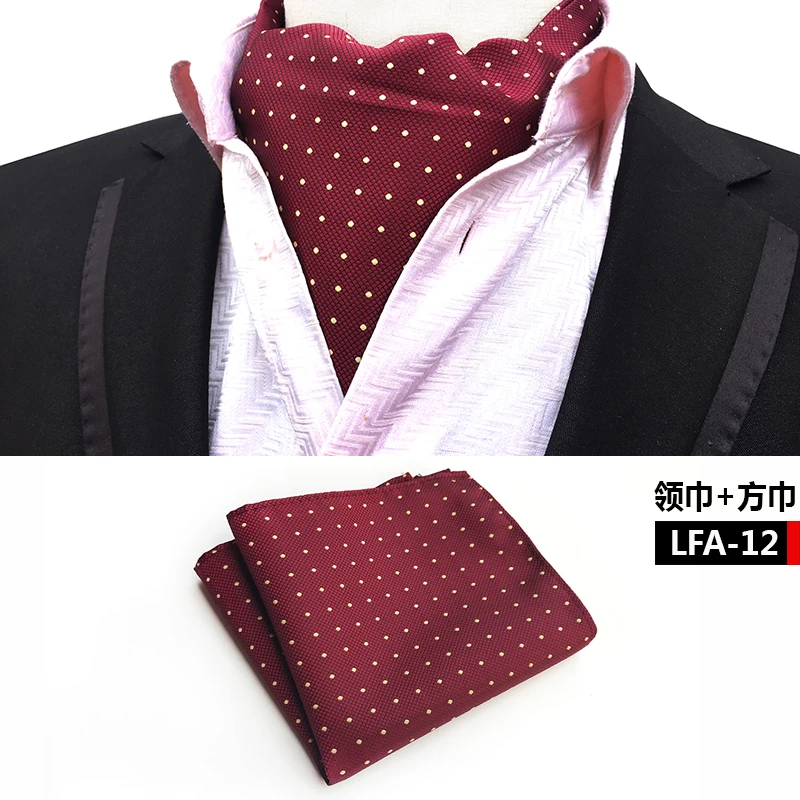 2 Pcs/Set Men Formal Scarf Set Fashion Polka Dots Scarves with Handkerchief head scarf men