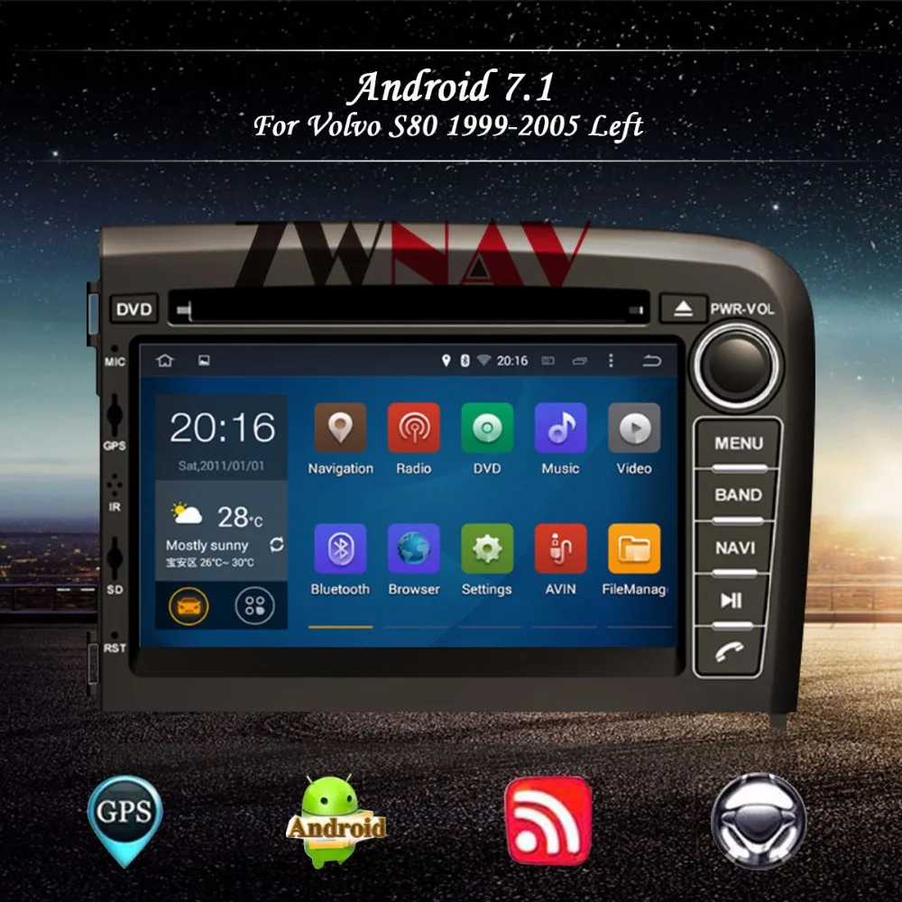 

7 inch Quad Core Android 5.1 Car DVD CD Player Gps Navigation SWC Canbus for Volvo S80 1999-2005