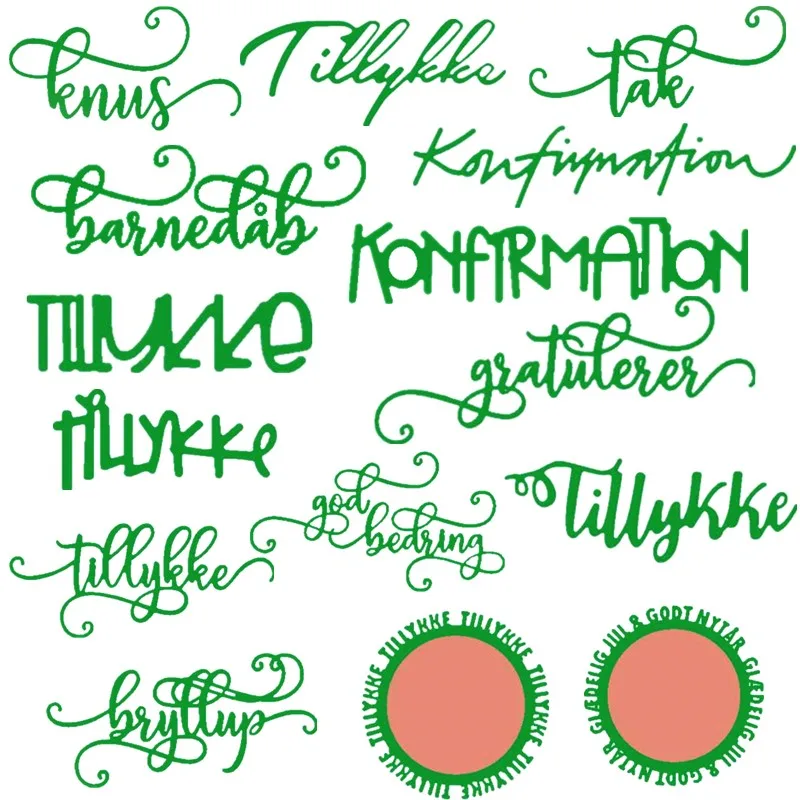 

Basic Denmark Danish Words Phrases Metal Cutting Dies New 2019 Dies for DIY Scrapbooking Embossing Crafts Supplies Cards Making