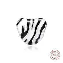 CKK стерлингового серебра 925 дикие полосы сердце талисманы бусины Pandora браслет с брелоками ожерелье женщин DIY ювелирные изделия