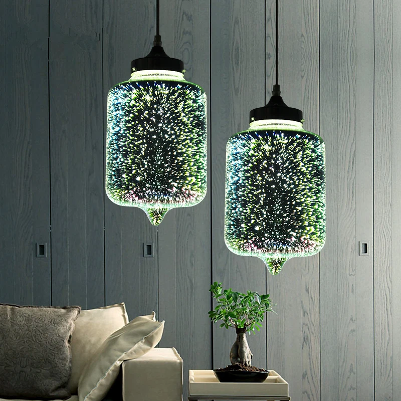 HTB1uM 0ghPI8KJjSspfq6ACFXXaz Modern 3D Colorful Nordic Starry Sky Hanging Glass Shade Pendant Lamp Lights E27 LED For Kitchen Restaurant Living Room