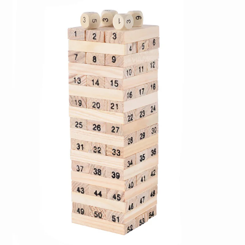 54 PCS/Set Small Size Digital Jenga figures Board Game Family/Party Best Gift for Children High