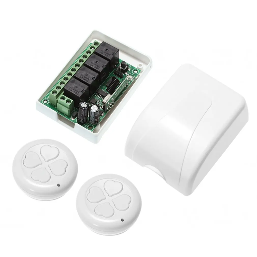

Wireless 12V Four Channels Module Learning Switch & 2PCS Round Shaped Four-Key Four-leaf Clover Remote Controller Set